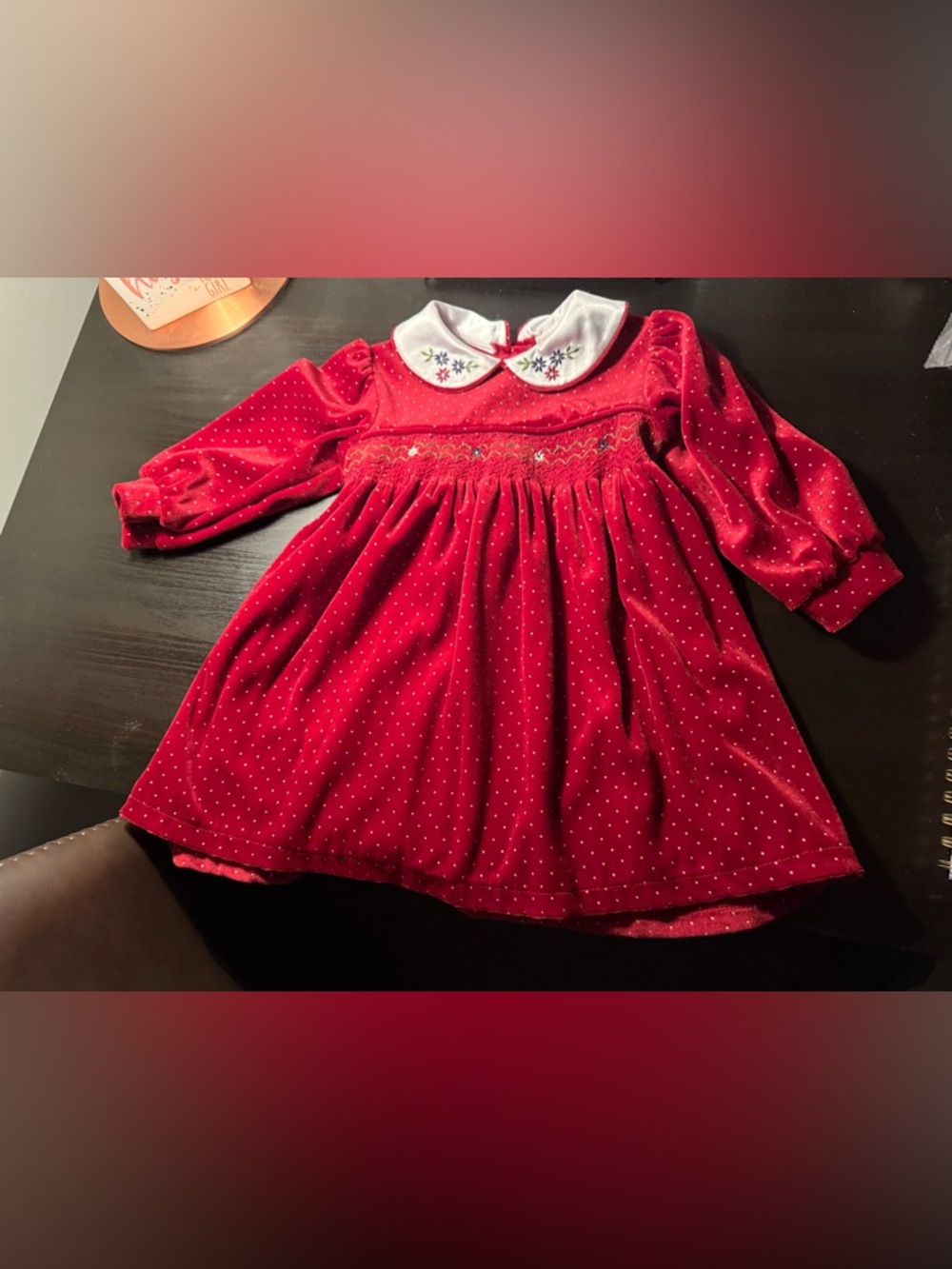 Gloria Vanderbilt Red Dress with White Embroidered Collar